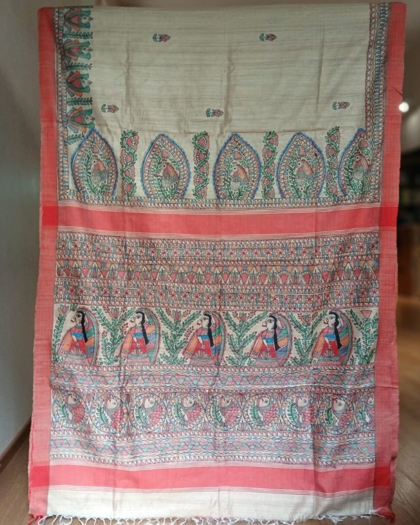 Madhubani on Tussar Silk – (MADT0059) - Image 7