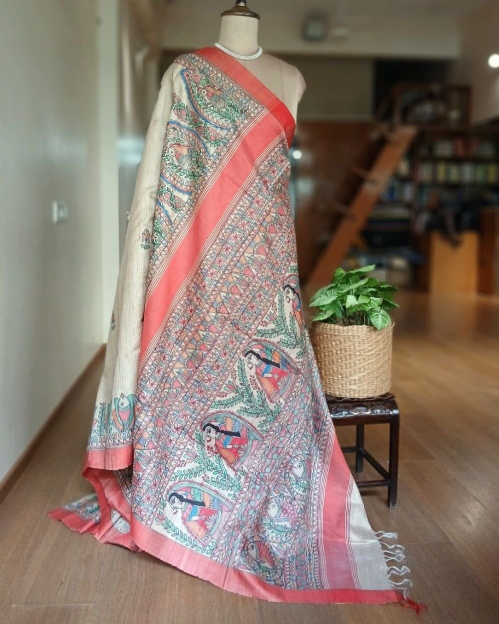 Madhubani on Tussar Silk – (MADT0059) - Image 5