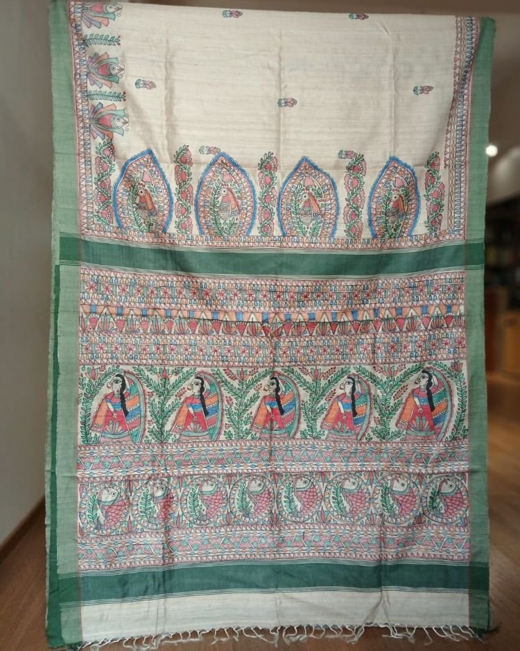 Madhubani on Tussar Silk – (MADT0060) - Image 11