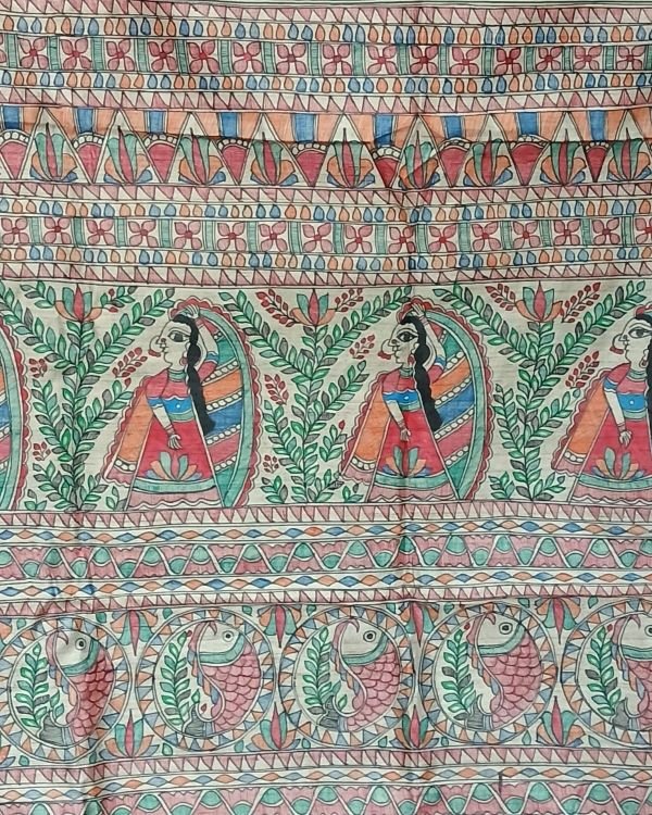 Madhubani on Tussar Silk – (MADT0060) - Image 12