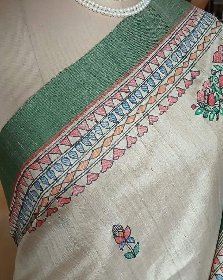 Madhubani on Tussar Silk – (MADT0060) - Image 3