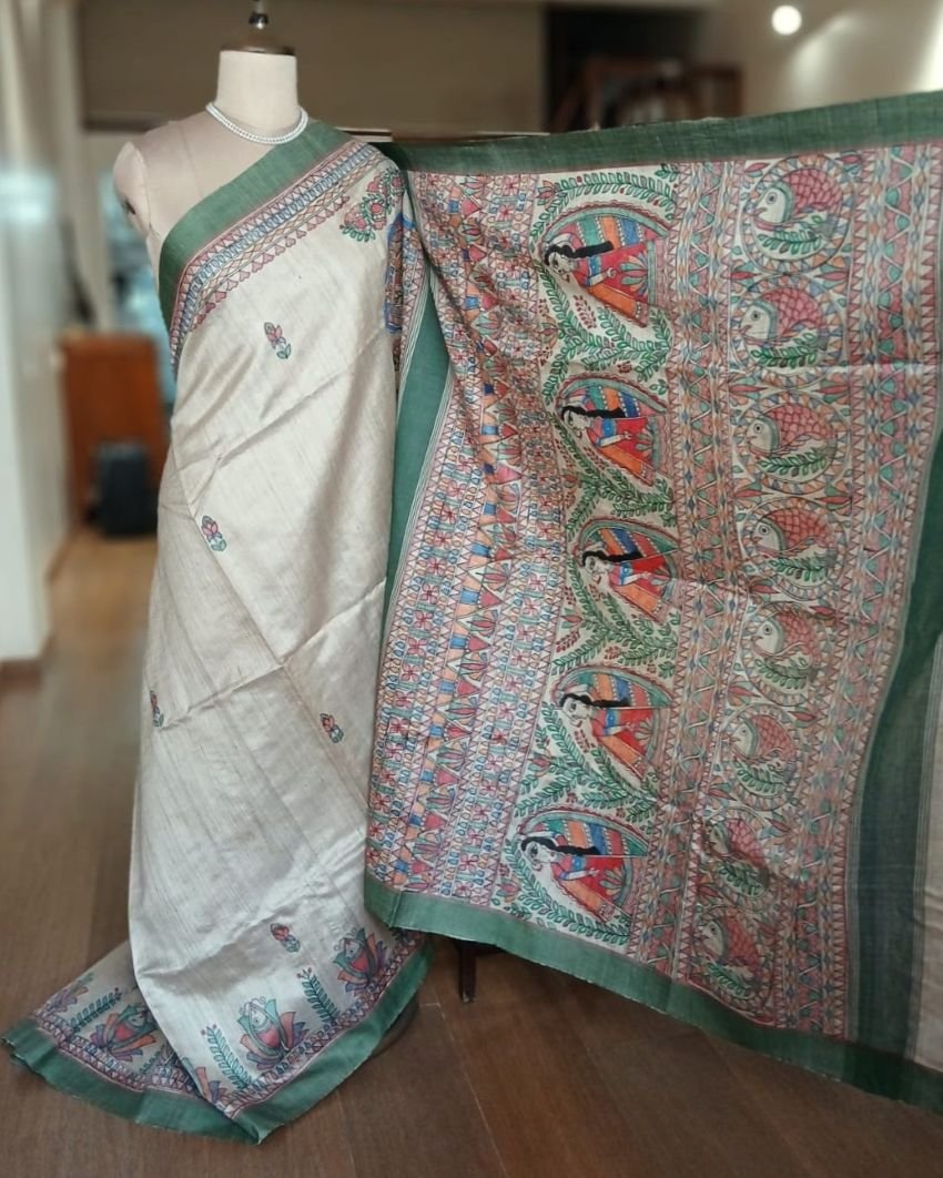 Madhubani on Tussar Silk – (MADT0060) - Image 4