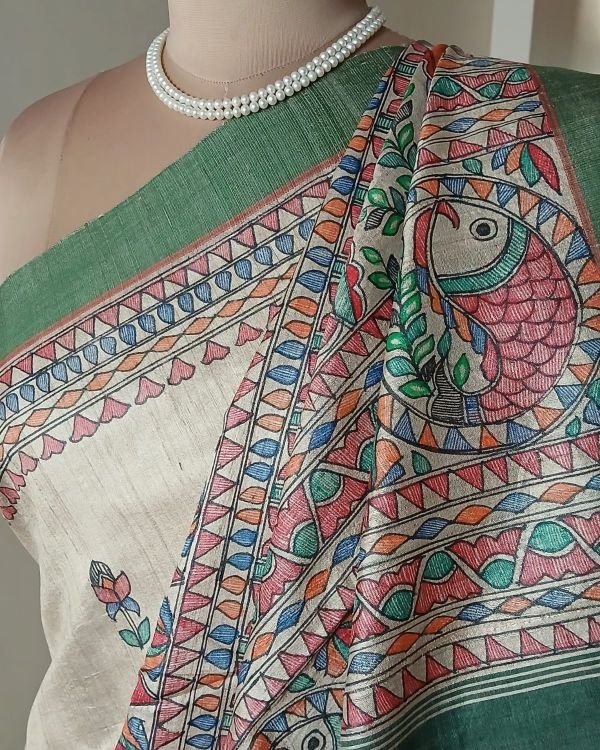 Madhubani on Tussar Silk – (MADT0060) - Image 6