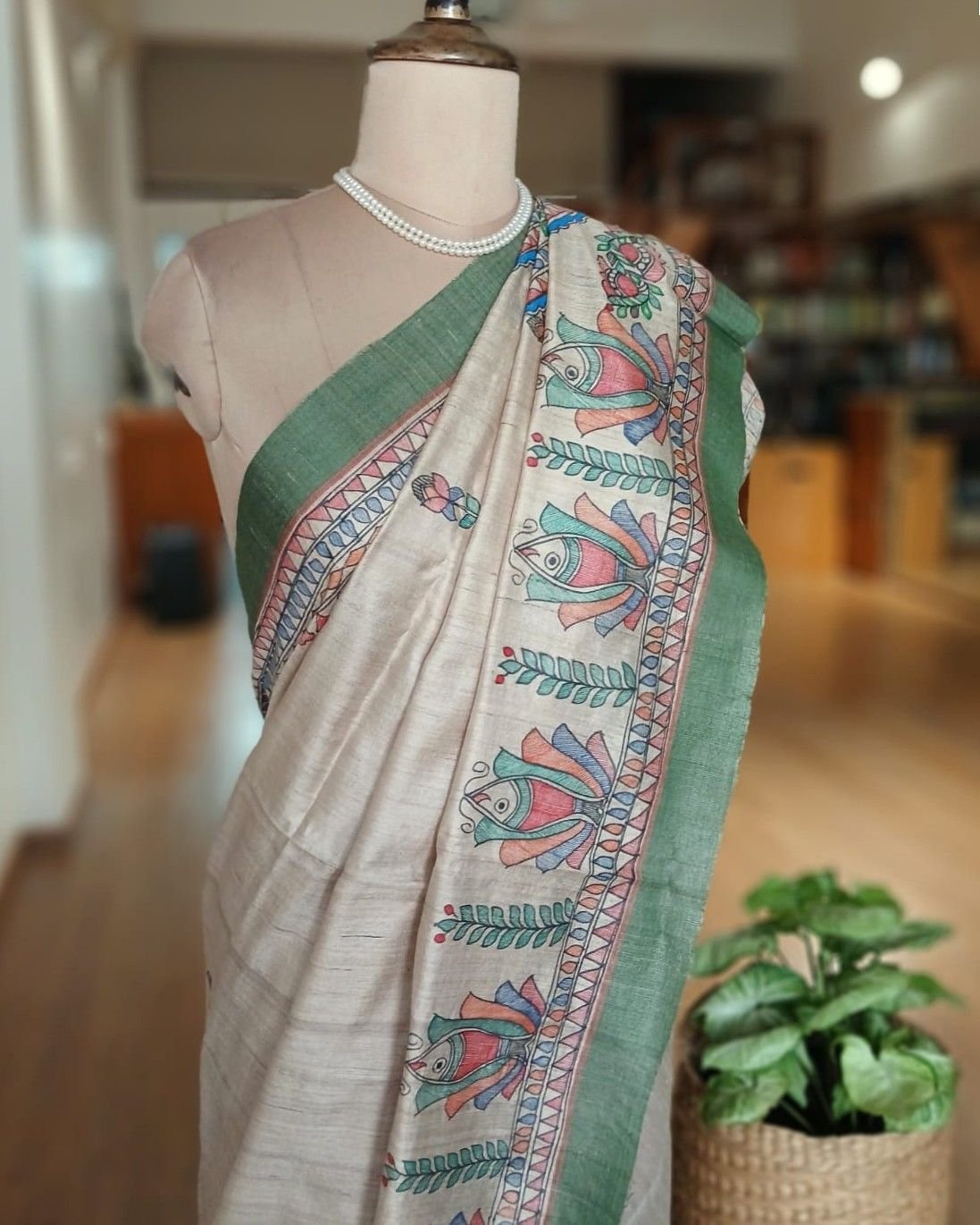Madhubani on Tussar Silk – (MADT0060) - Image 7