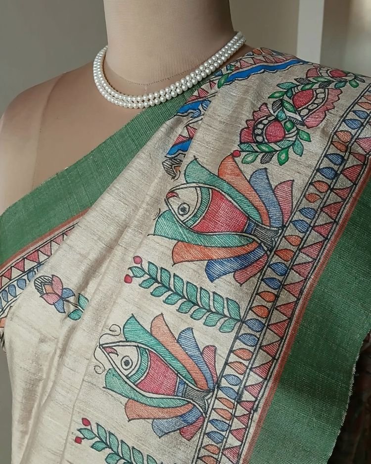 Madhubani on Tussar Silk – (MADT0060) - Image 8