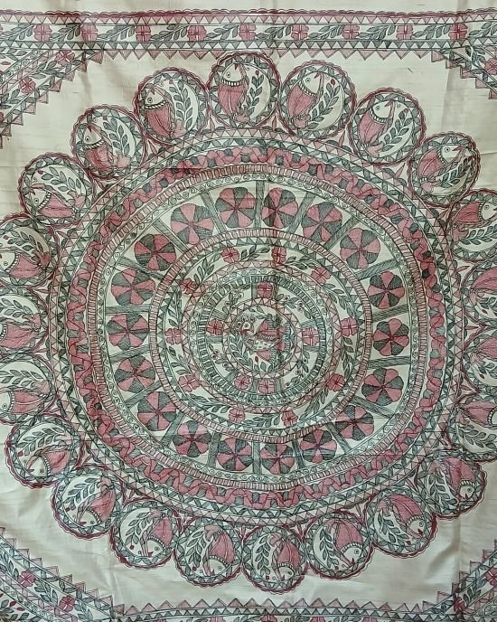 Madhubani on Tussar Silk – (MADT0061) - Image 12