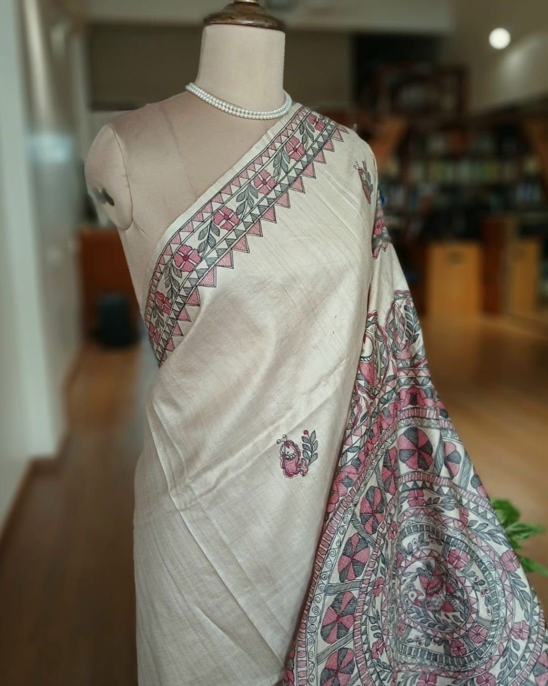 Madhubani on Tussar Silk – (MADT0061) - Image 2