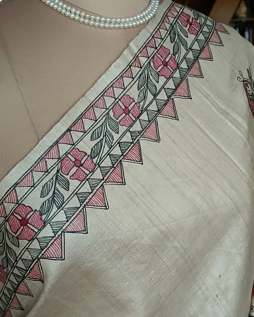 Madhubani on Tussar Silk – (MADT0061) - Image 3