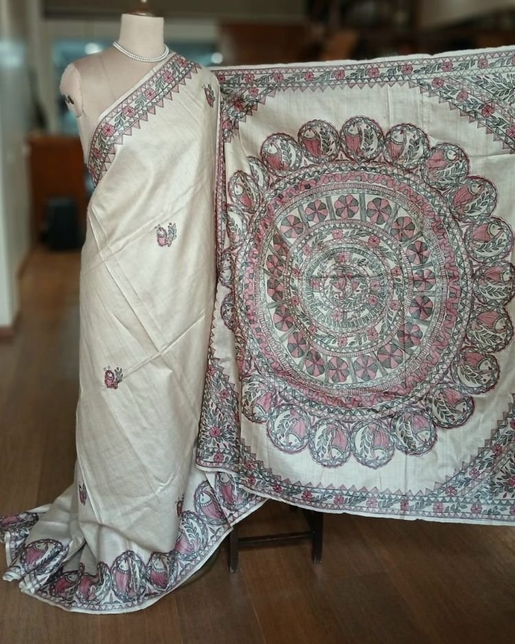 Madhubani on Tussar Silk – (MADT0061) - Image 4