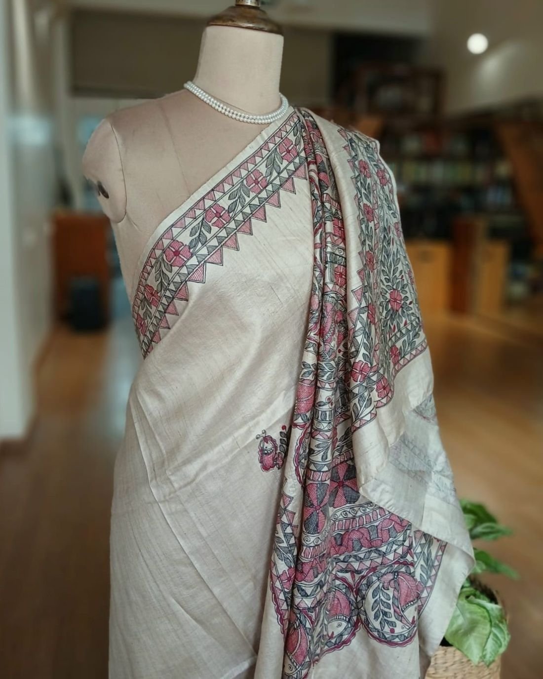 Madhubani on Tussar Silk – (MADT0061) - Image 5