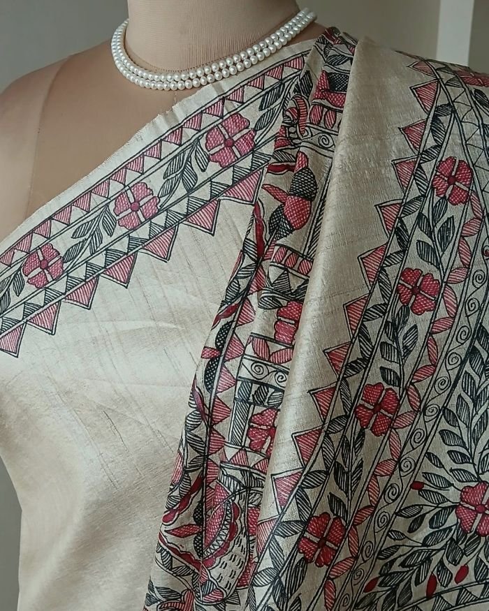 Madhubani on Tussar Silk – (MADT0061) - Image 6