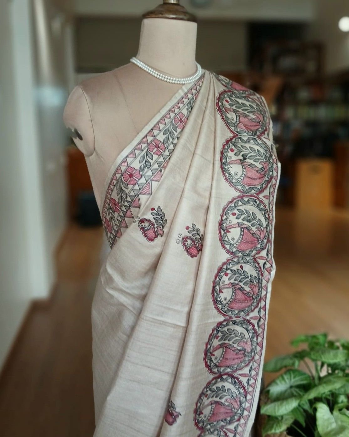 Madhubani on Tussar Silk – (MADT0061) - Image 7