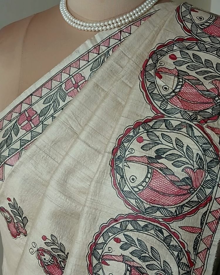 Madhubani on Tussar Silk – (MADT0061) - Image 8