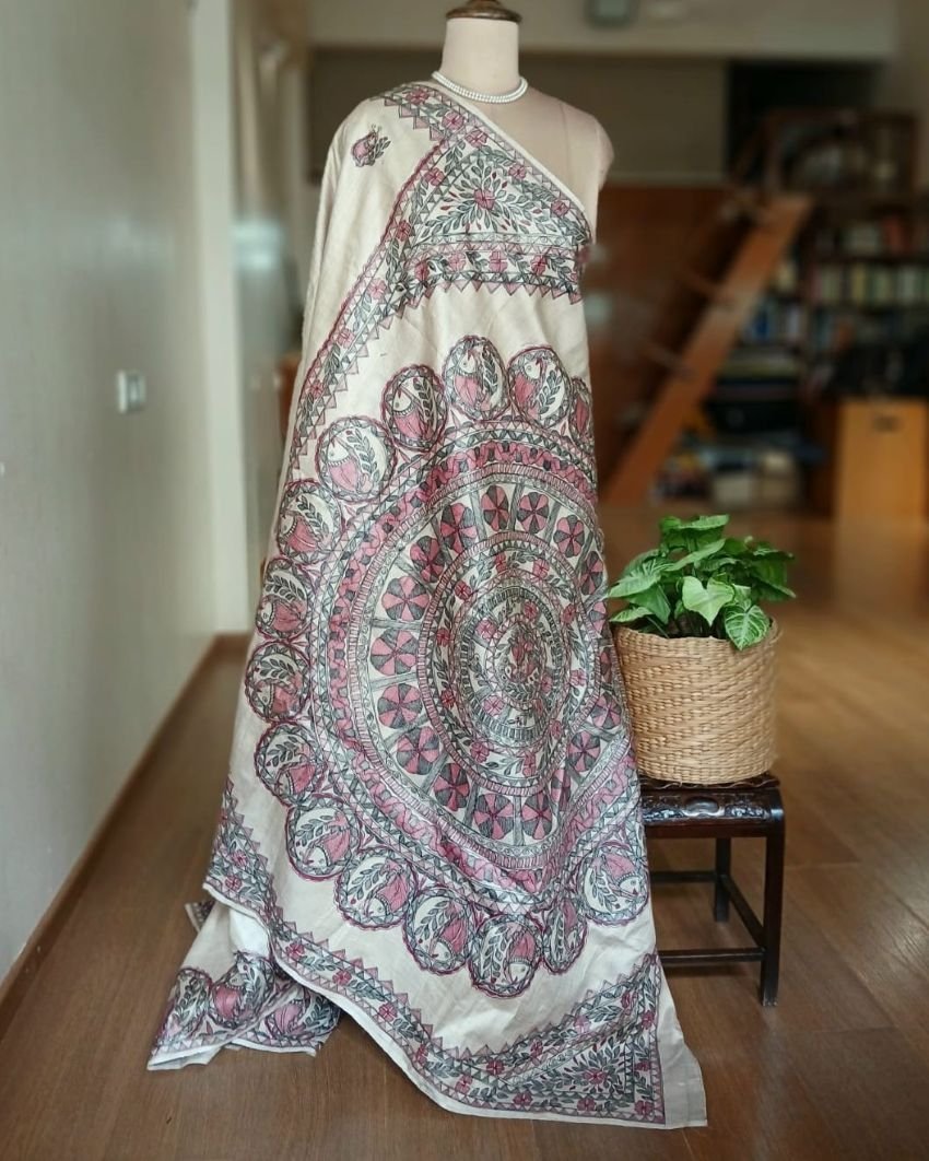 Madhubani on Tussar Silk – (MADT0061) - Image 9