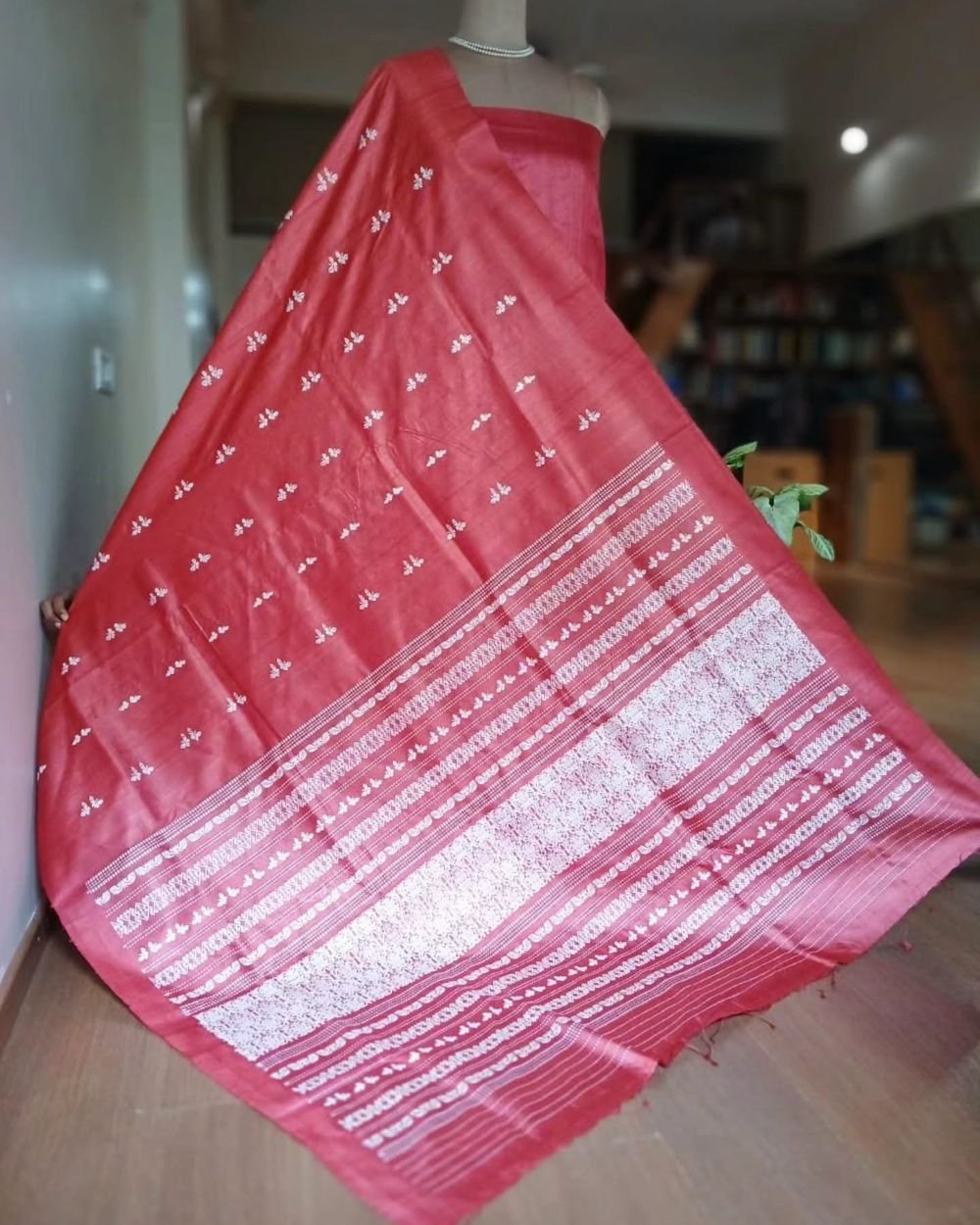 Butterfly Motif Saree in Tussar x Mulberry Silk - (TMSS0001)