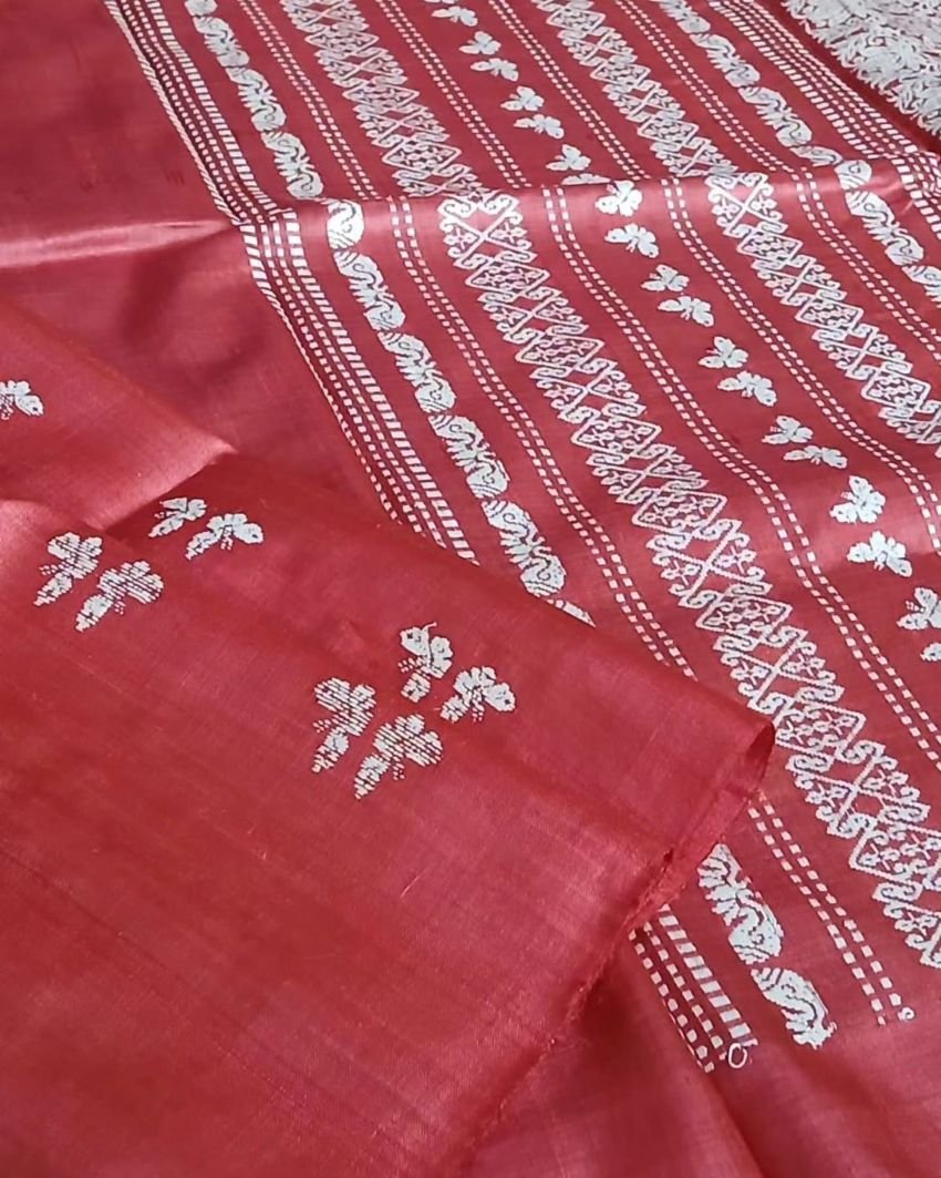 Butterfly Motif Saree in Tussar x Mulberry Silk - (TMSS0001) - Image 3