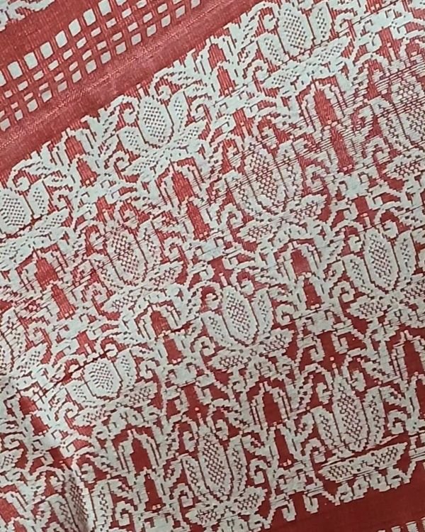 Butterfly Motif Saree in Tussar x Mulberry Silk - (TMSS0001) - Image 6