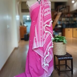 Mirrorwork Bhujodi Handweave in Pink – (BHUJ0016)