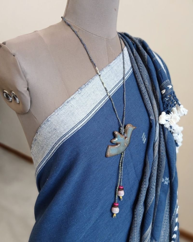 Stylish Ceramic Long Necklace with Flying Dove Motif – (SCLN0004)