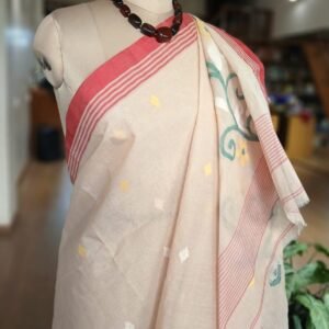 Crisp Cotton Hand Jamdani from Phulia in West Bengal – (CCHJ0022)