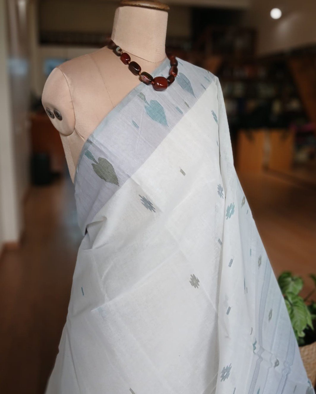 Crisp Cotton Hand Jamdani Saree – (CCHJ0024) - Image 5
