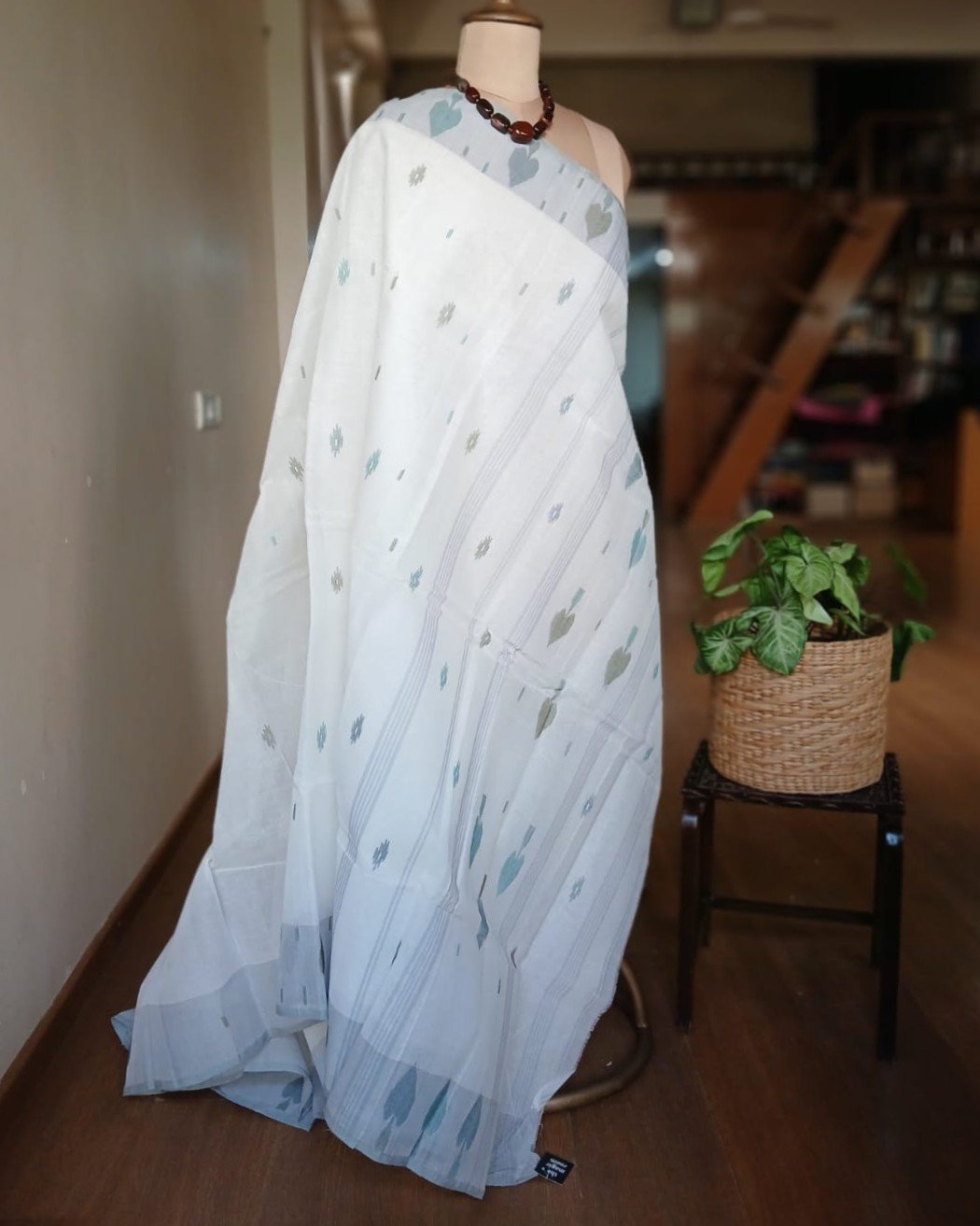 Crisp Cotton Hand Jamdani Saree – (CCHJ0024) - Image 7