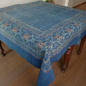 Square Ajrakh Embroidered Table Cloth – (SATC0002)