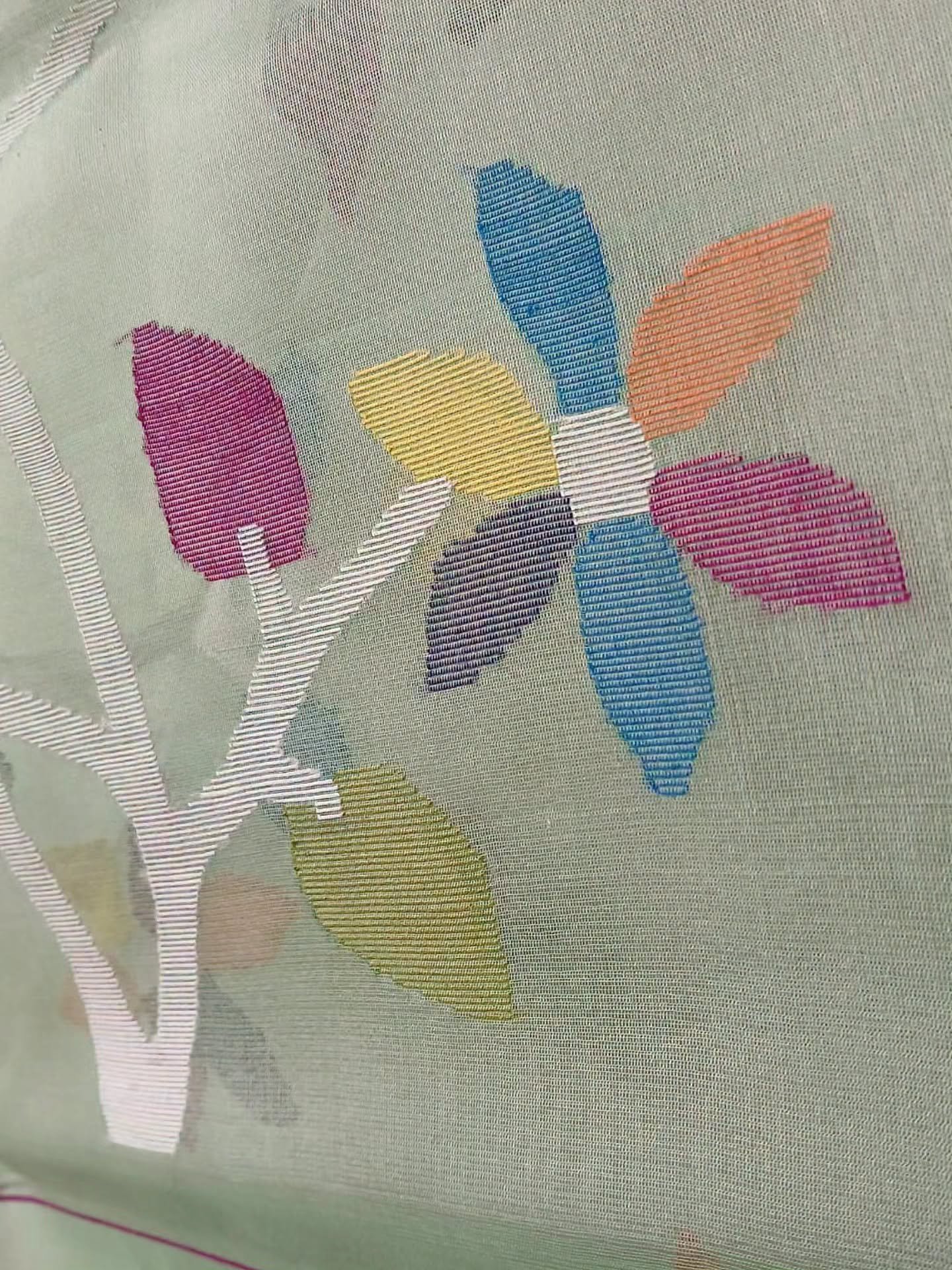 Hand Jamdani in Mulberry Silk with Floral Motifs – (SJMS0008) - Image 5