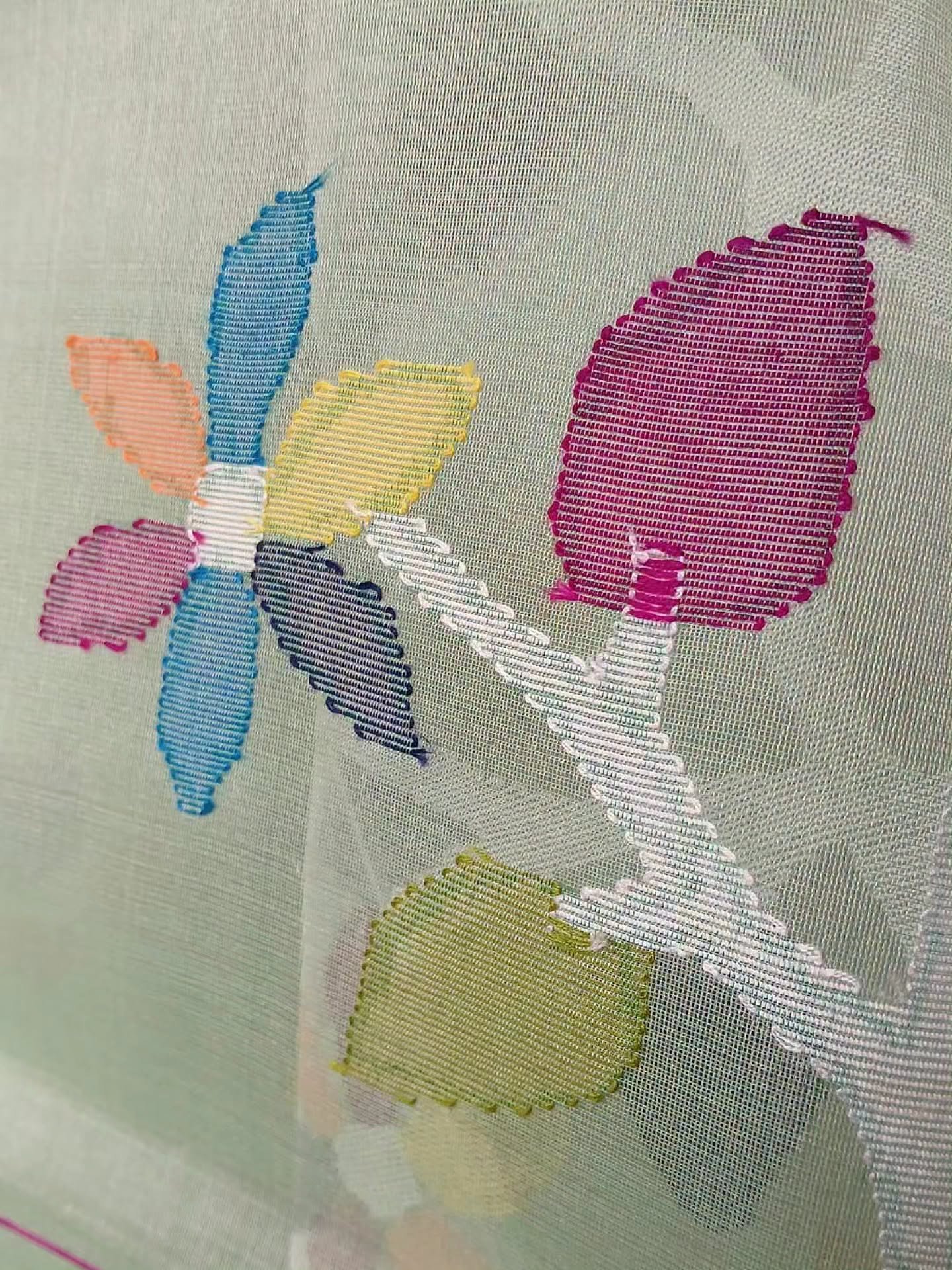 Hand Jamdani in Mulberry Silk with Floral Motifs – (SJMS0008) - Image 4