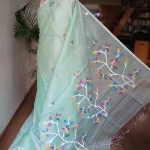 Hand Jamdani in Mulberry Silk with Floral Motifs  – (SJMS0008)