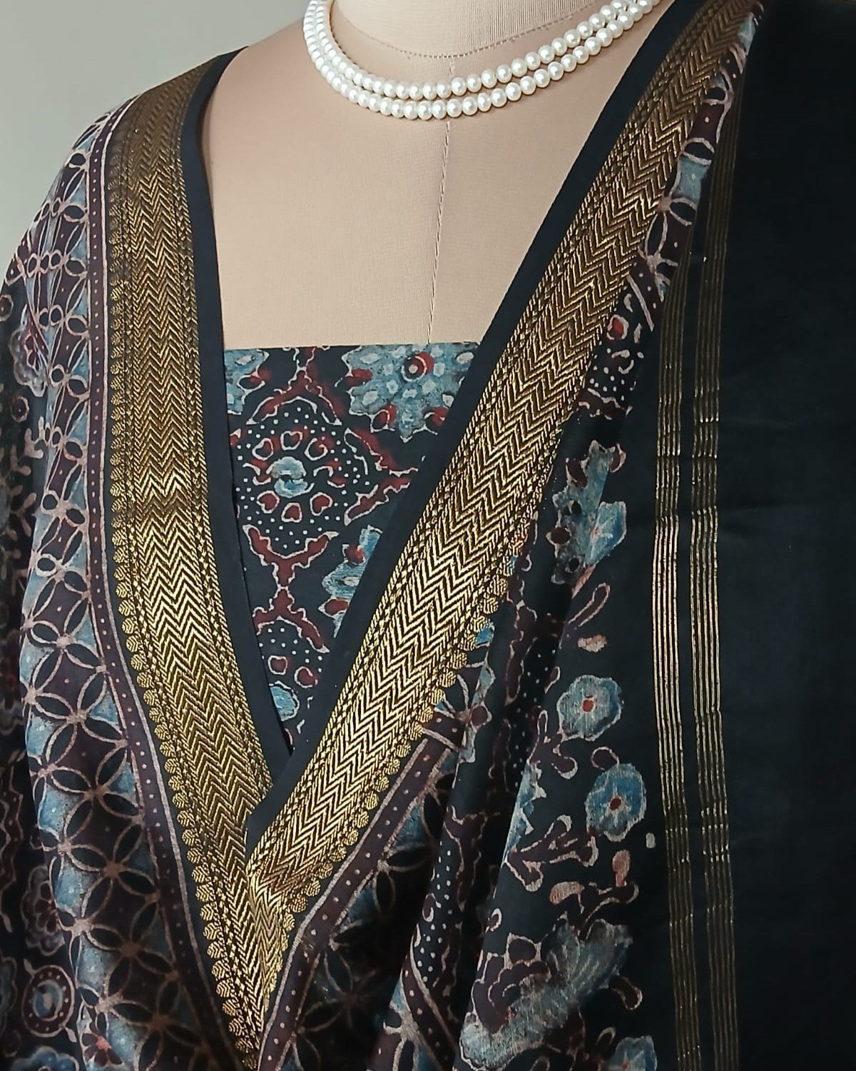 Two-piece salwar set in Maheshwari Silk Cotton - (SSMS0011)