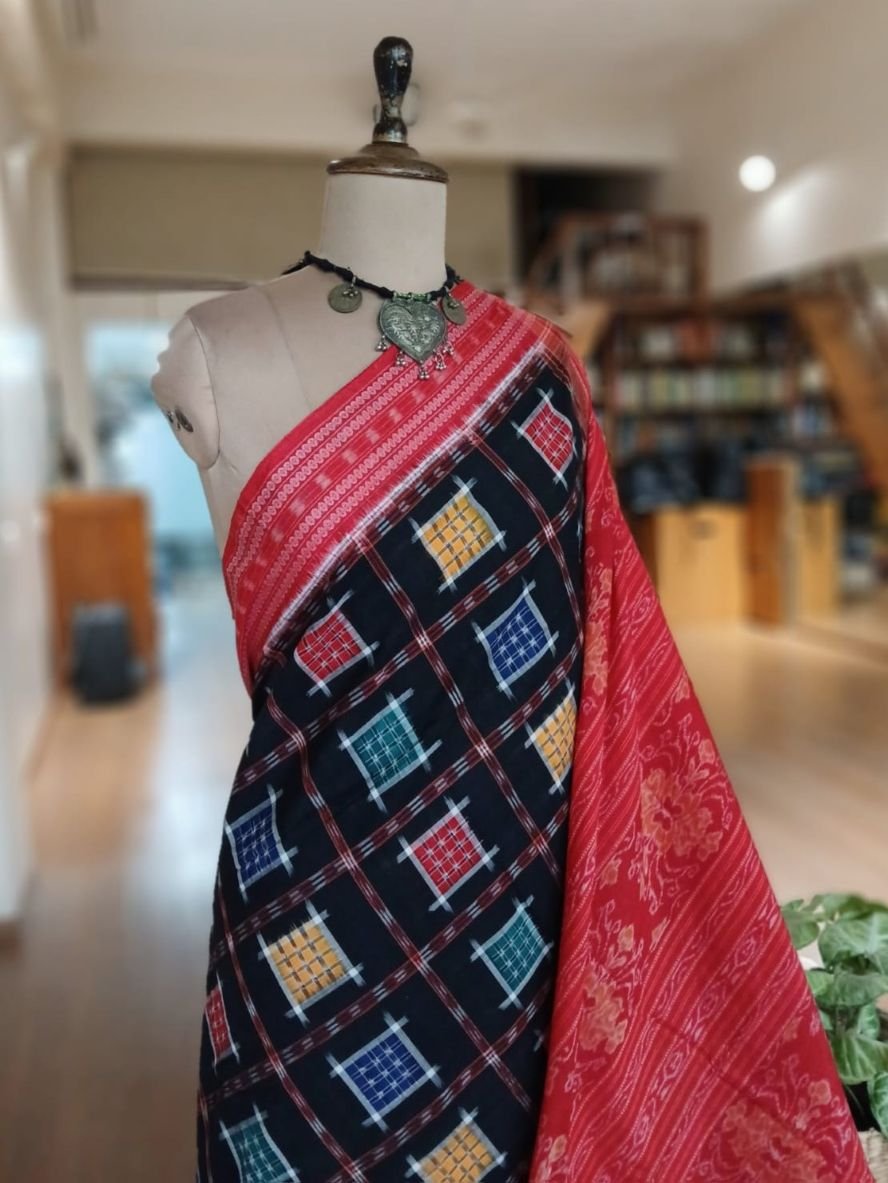 Ashwini Design Multi-Colour Double Ikat Cotton Saree from Sambalpur – (ADIS0005) - Image 2