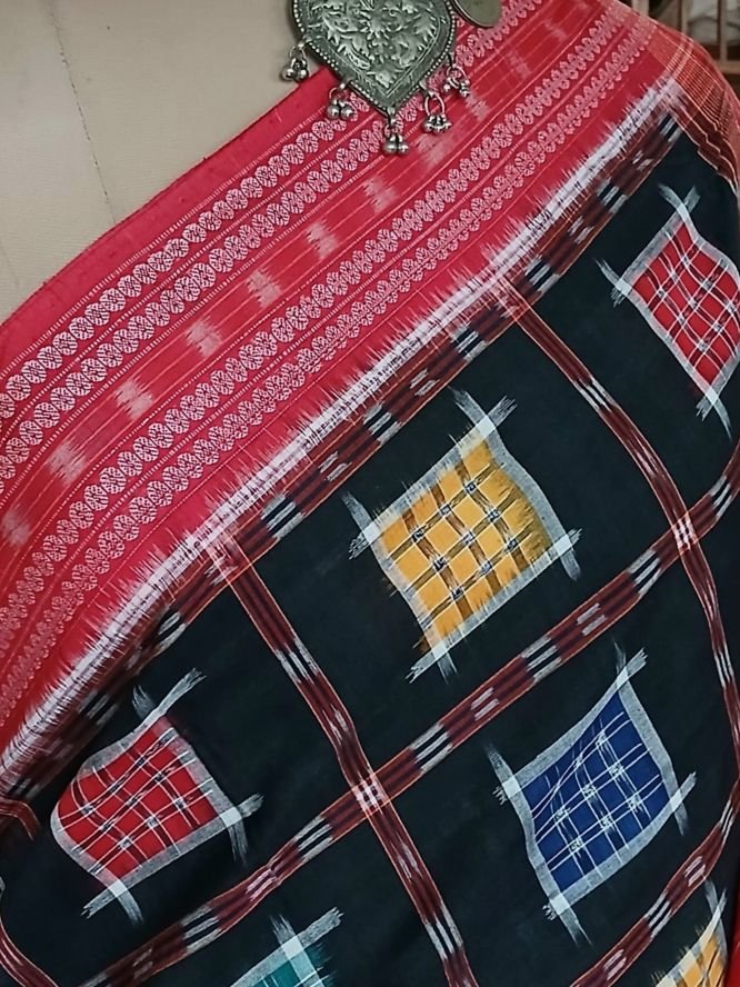 Ashwini Design Multi-Colour Double Ikat Cotton Saree from Sambalpur – (ADIS0005) - Image 3