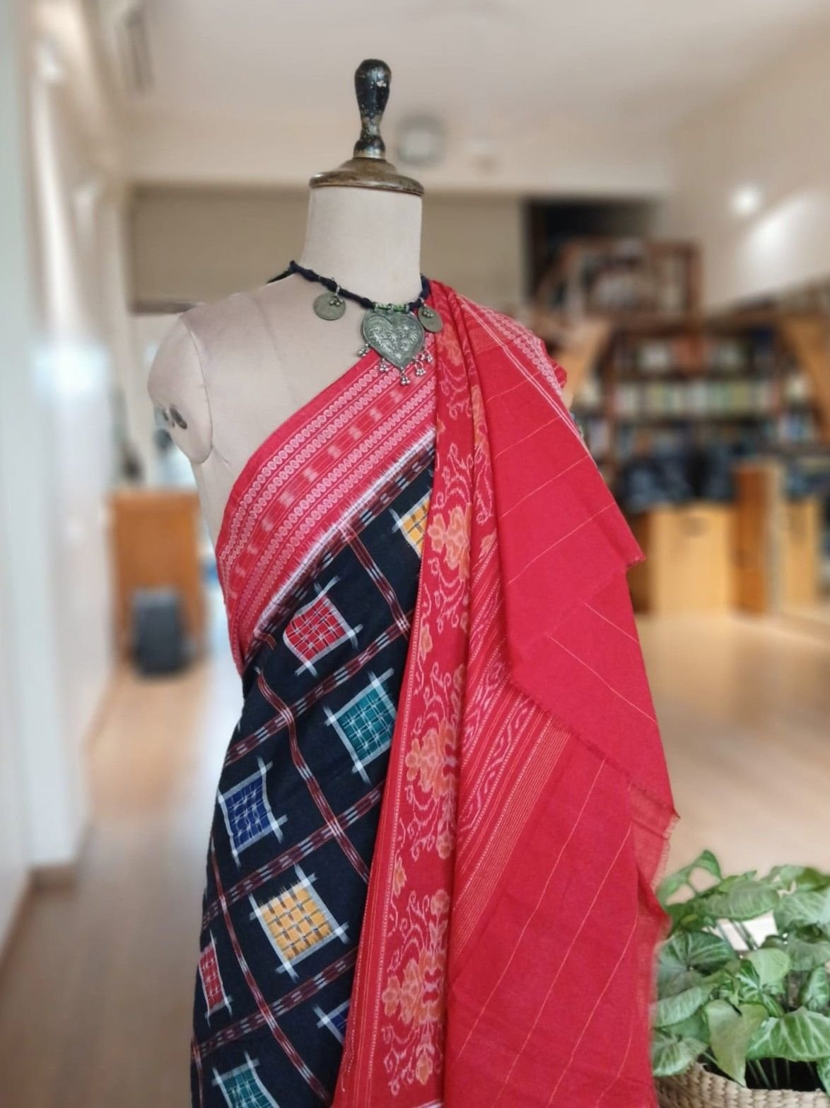 Ashwini Design Multi-Colour Double Ikat Cotton Saree from Sambalpur – (ADIS0005) - Image 5