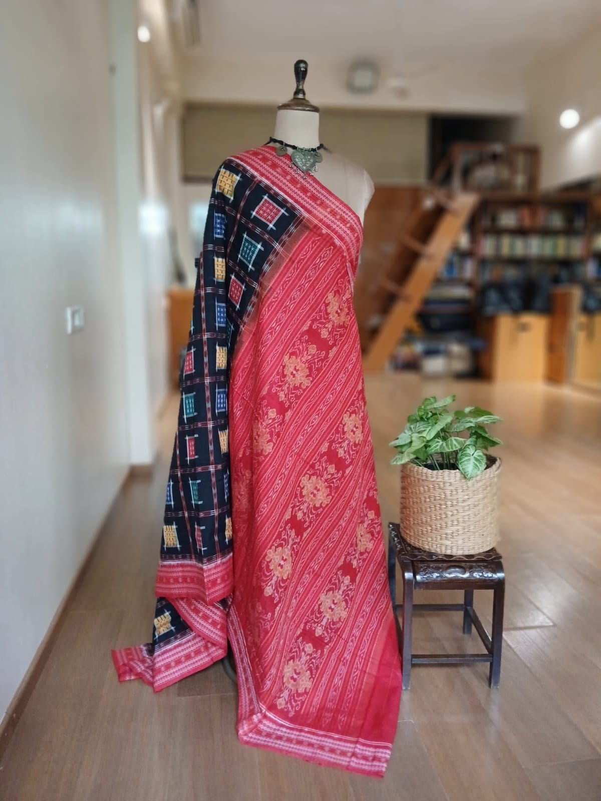 Ashwini Design Multi-Colour Double Ikat Cotton Saree from Sambalpur – (ADIS0005) - Image 7