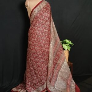 Natural Dyes Handblock from Bagh on Kota Silk – (NDBS0013)