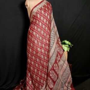 Natural Dyes Handblock from Bagh on Kota Silk – (NDBS0009)