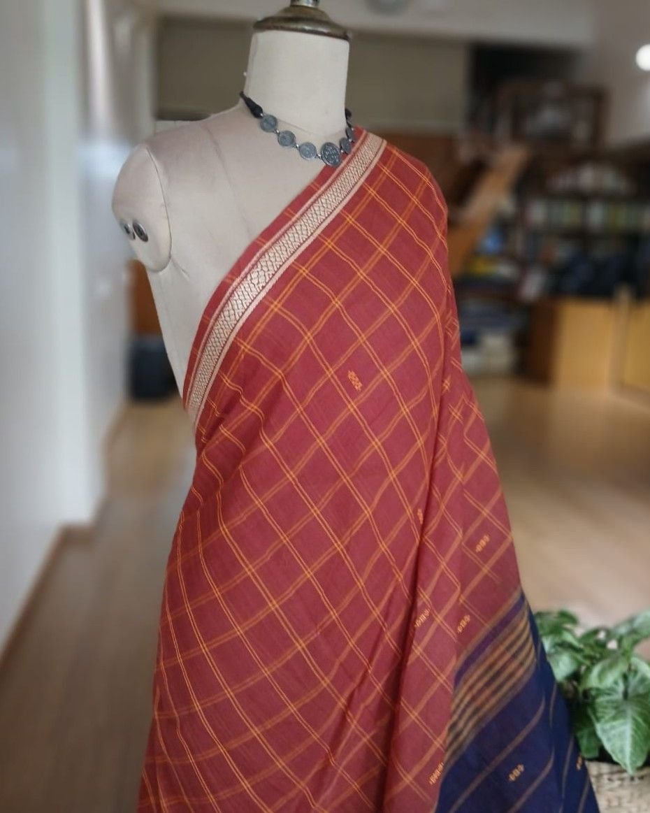 Beautiful Cotton Saree Handwoven in Machilipatnam (Bandar Saree) - (BSCC0002) - Image 2