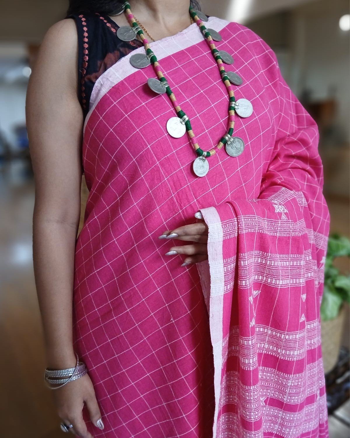 Bhujodi Saree Handwoven in Kala Cotton – (BHUJ1126) - Image 2
