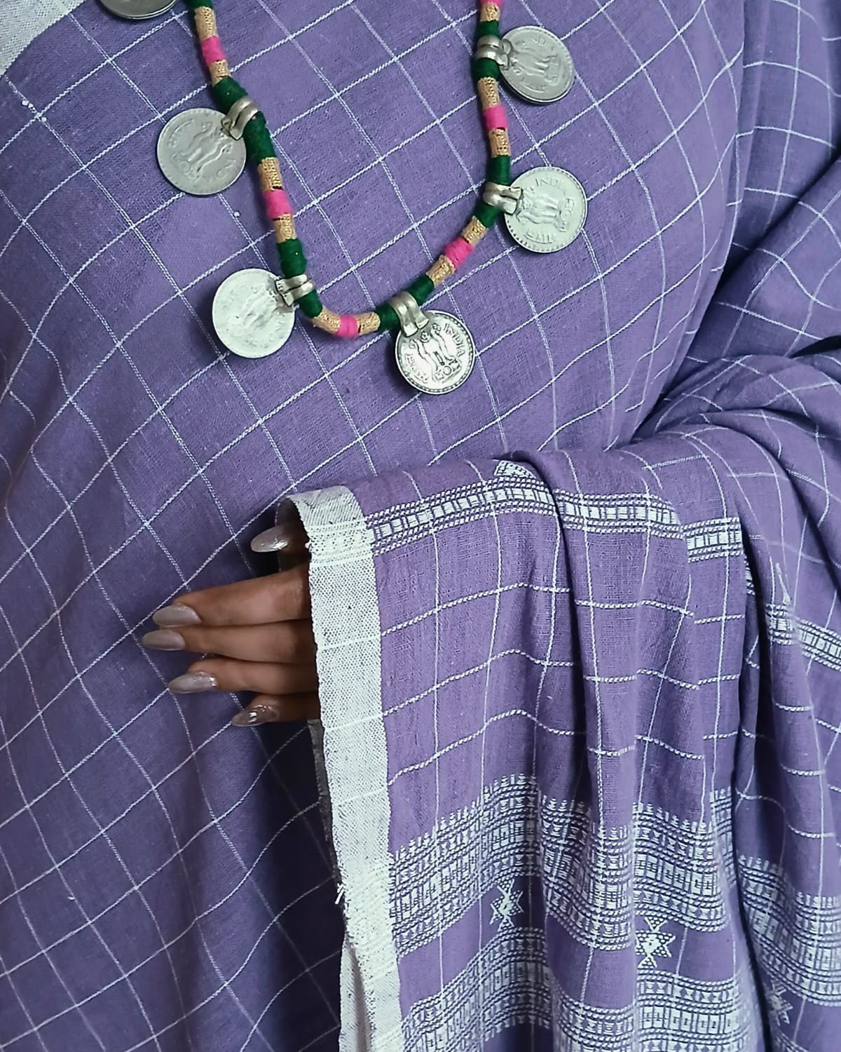 Bhujodi Saree Handwoven in Kala Cotton – (BHUJ1127) - Image 4
