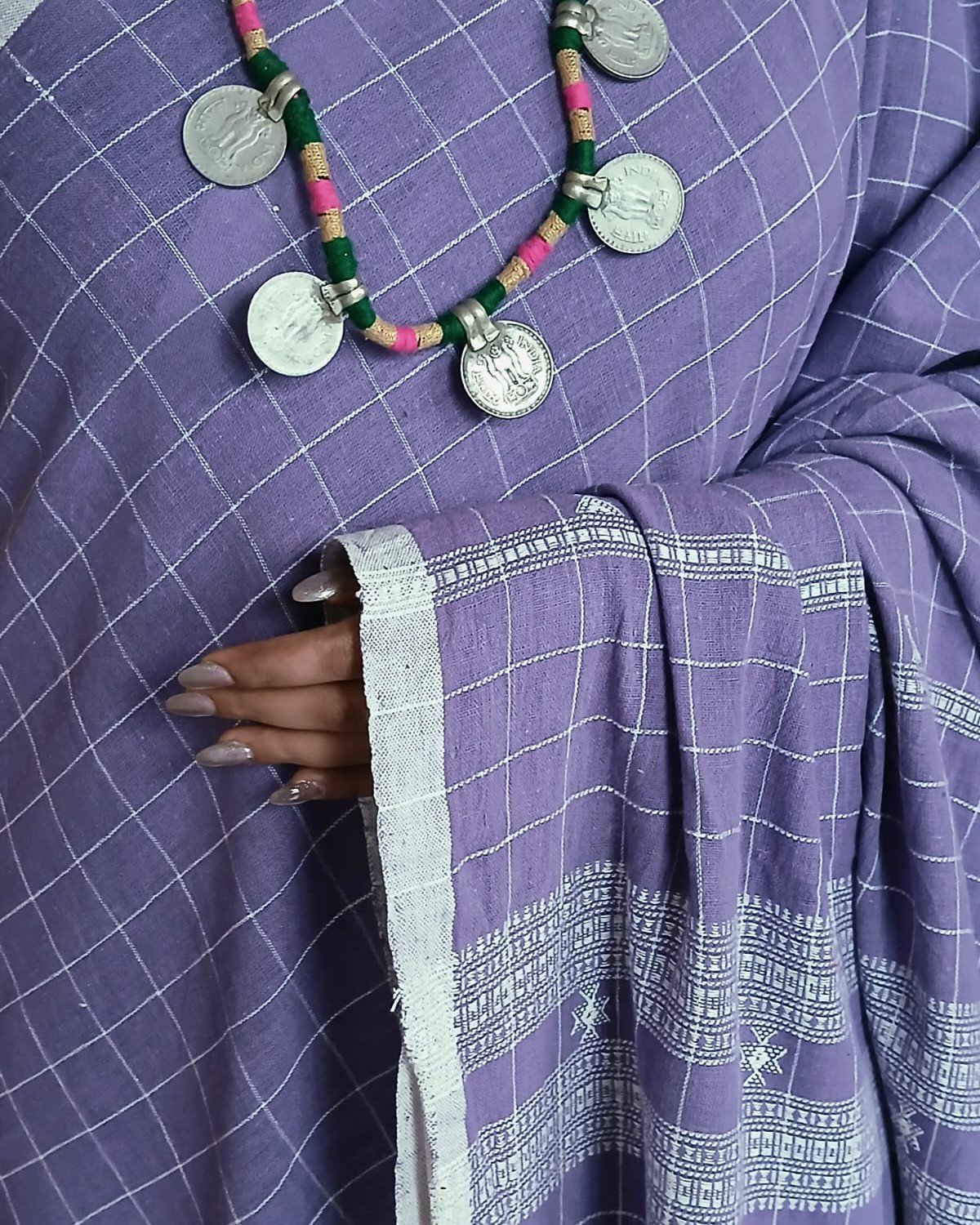 Bhujodi Saree Handwoven in Kala Cotton – (BHUJ1129) - Image 4