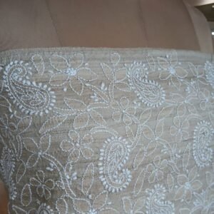 Chikankari Tussar Silk Kurta Fabric from Lucknow - (CKFL0003)