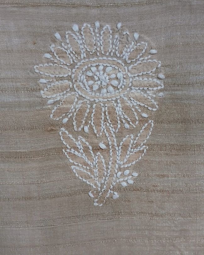 Chikankari Tussar Silk Kurta Fabric from Lucknow - (CKFL0003) - Image 4