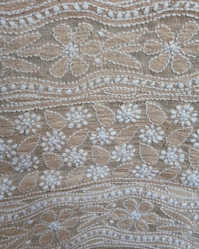 Chikankari Tussar Silk Kurta Fabric from Lucknow - (CKFL0003) - Image 6