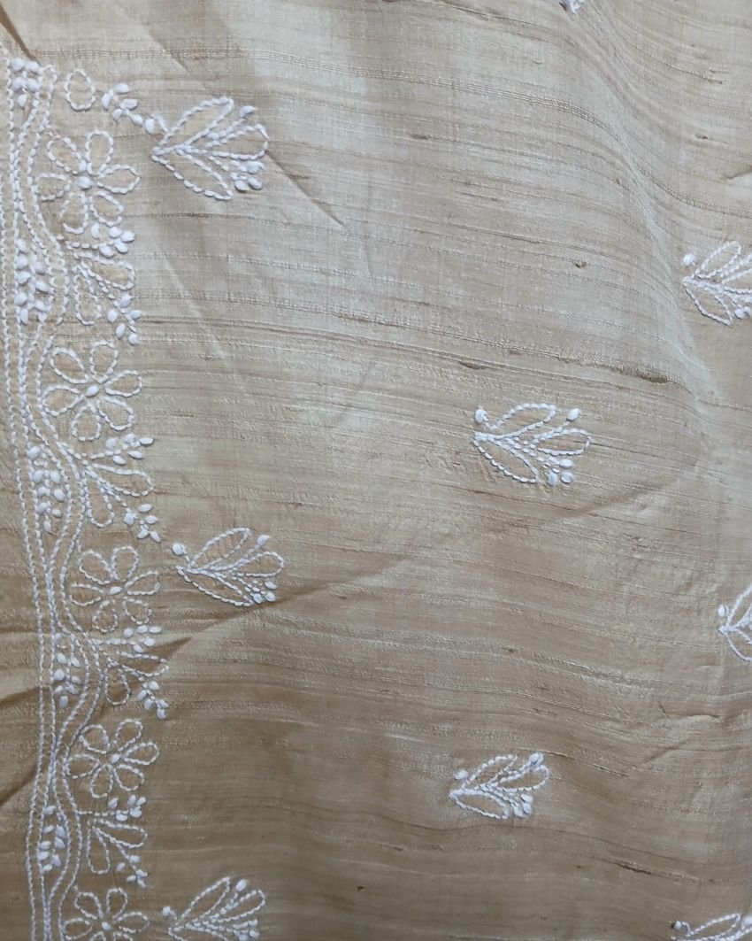 Chikankari Tussar Silk Kurta Fabric from Lucknow - (CKFL0003) - Image 8