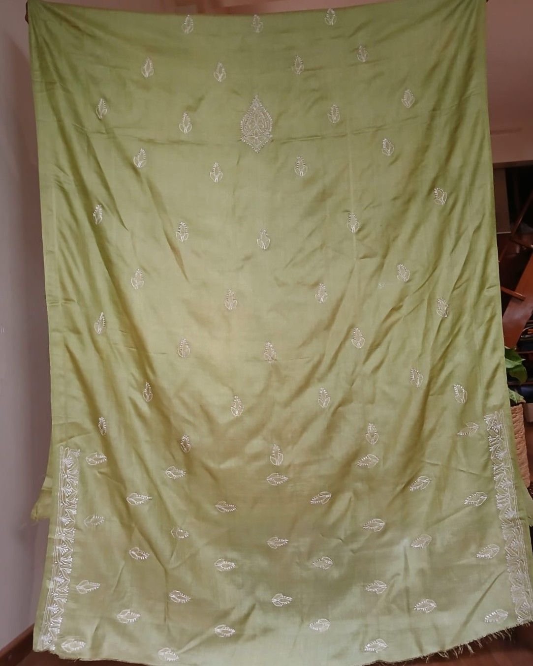 Chikankari Kurta Fabric in Mulberry Silk - (CKFL0002) - Image 6