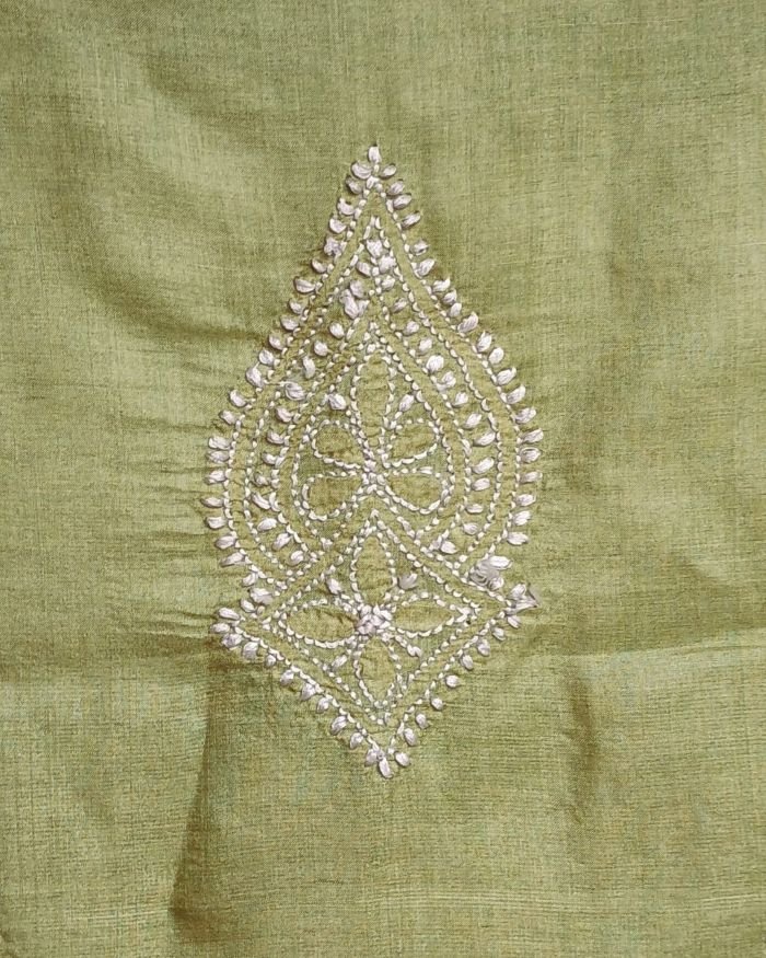 Chikankari Kurta Fabric in Mulberry Silk - (CKFL0002) - Image 7