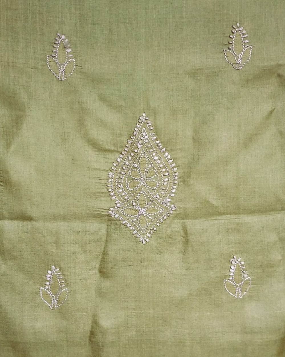 Chikankari Kurta Fabric in Mulberry Silk - (CKFL0002) - Image 8