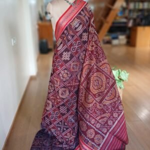 16- Motif Nabakoti Nuapatna Single Ikat Handloom Saree  - (NSIS0055)
