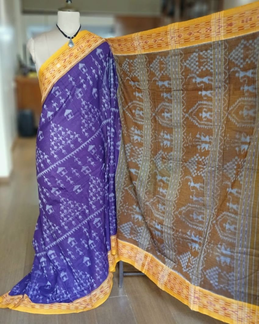 Nuapatna Single Ikat Handloom Saree - (NSIS0049) - Image 6